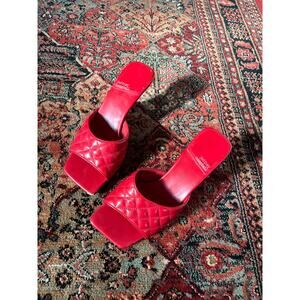 Jeffrey Campbell Mr Big Red Quilted Kitten Heels